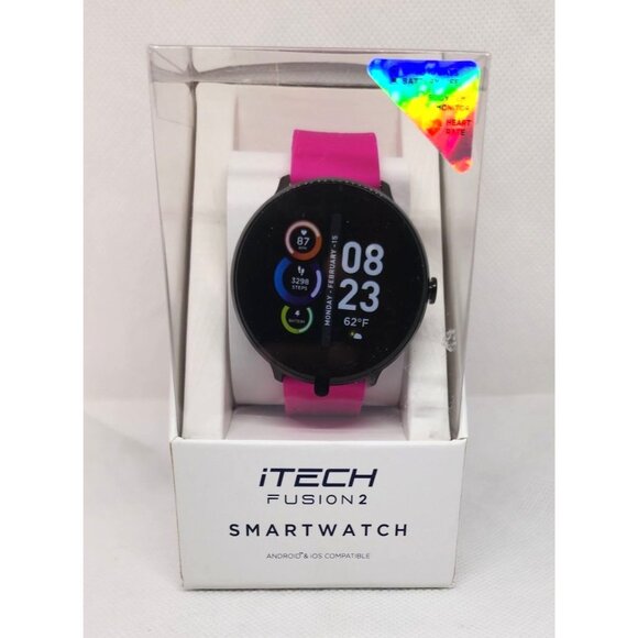 iTech Fusion 2 Smartwatch: Durable & Lightweight | Hot Pink Band | Android & iOS - Picture 10 of 16